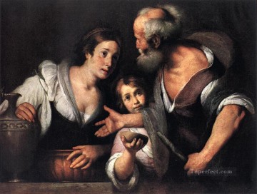 baroque Painting - Prophet Elijah And The Widow Of Sarepta Italian Baroque Bernardo Strozzi